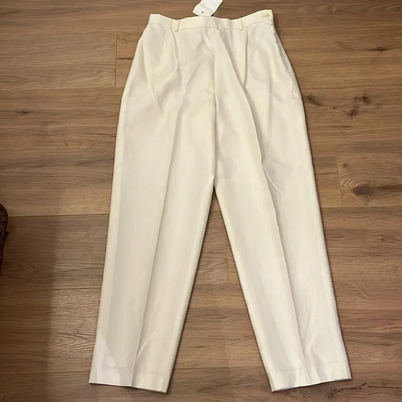 Talbots | NEW cream viscose/linen trouser pants women’s size 12 high rise taper - Picture 1 of 10